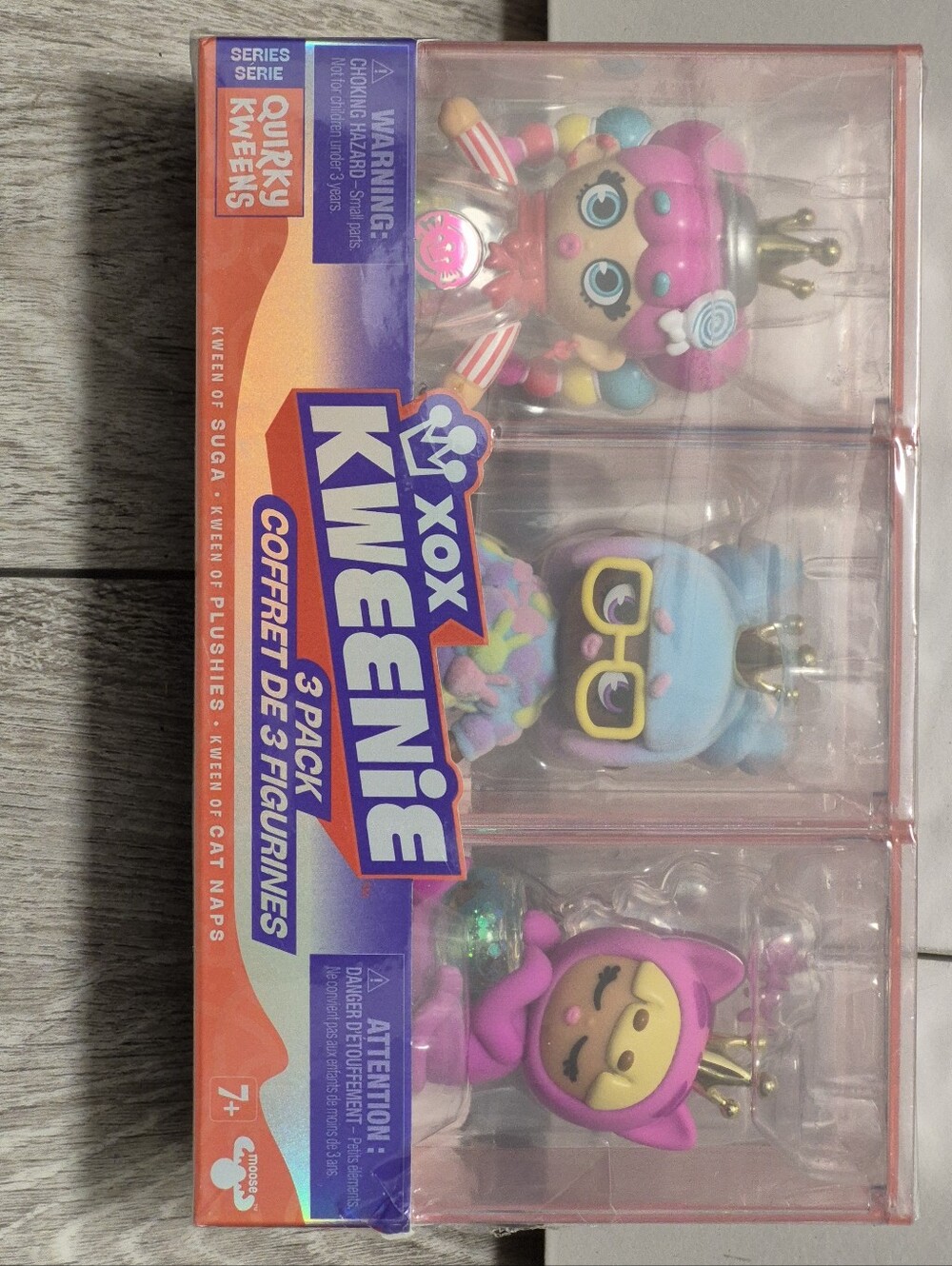 XOX Kweenie Quirky Kweens Series 3-Pack Premium 4" Figurines & Display Cases